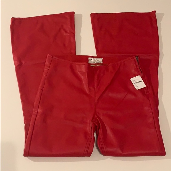 red leather bell bottoms